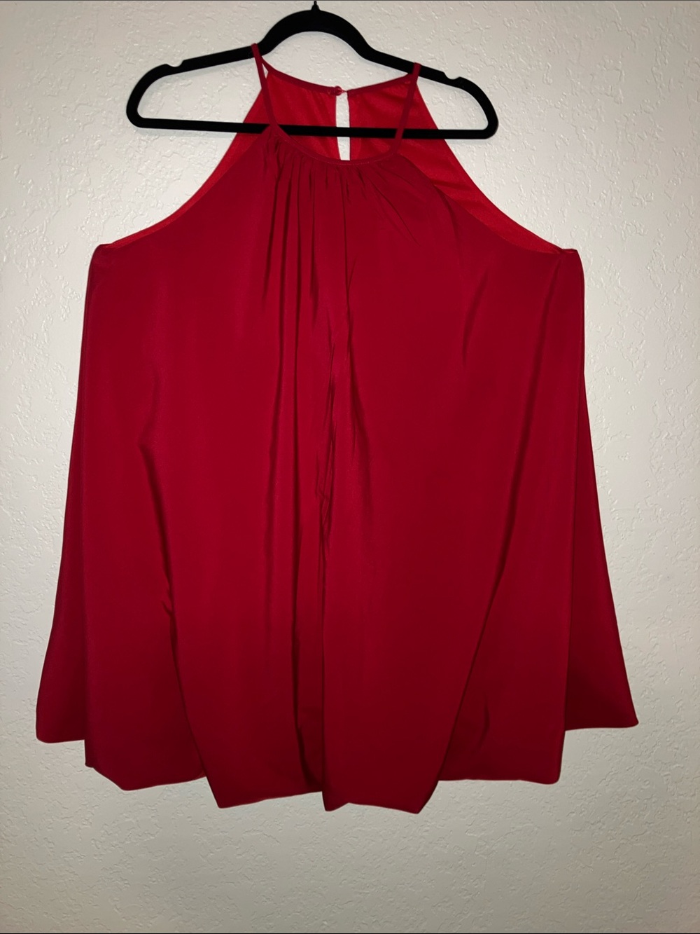 SHEIN Red Halter Cold-Shoulder Tank Top